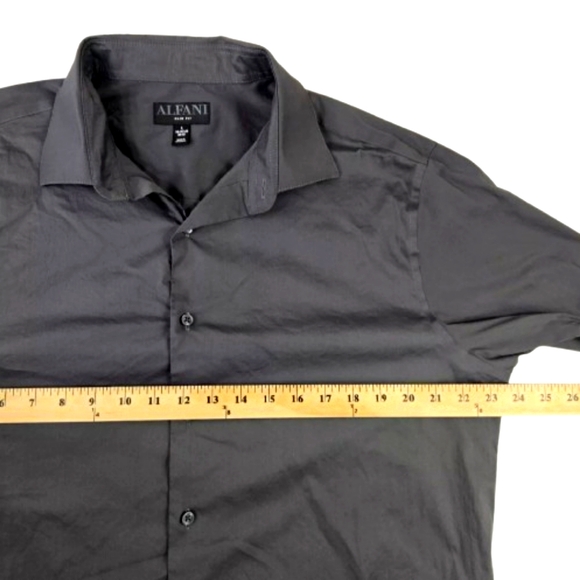 Alfani Mens Slim-Fit Wrinkle Resistant Moisture Wicking Dress Shirt Black Oyster - Picture 5 of 10